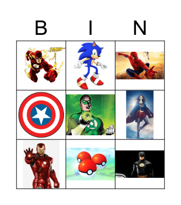 Superheros Bingo Card