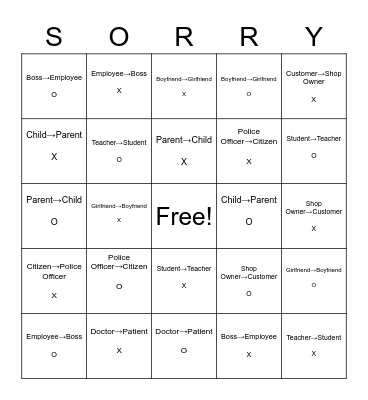 "What happened?" Bingo Card