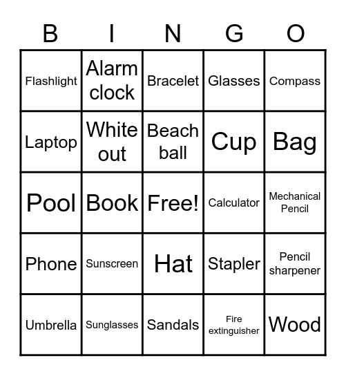 Nouns Bingo Card