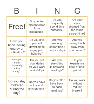 DS&D Play Wellness From Home Bingo! Bingo Card