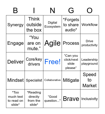 Corporate Bingo Card