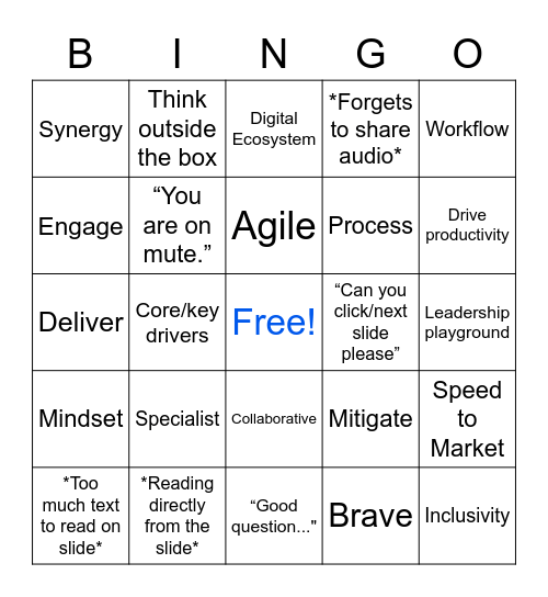 Corporate Bingo Card