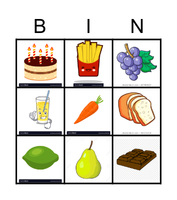 FOOD Bingo Card