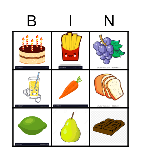 FOOD Bingo Card