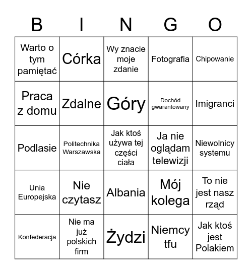 dariu bingo Card