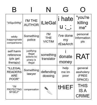 Whinyd's and Simps Twitter Bingo Card