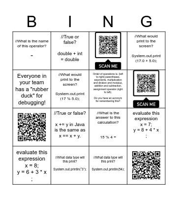 Bin-going virtual crazy! Bingo Card