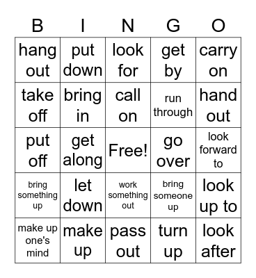 Phrasal verbs bingo Card