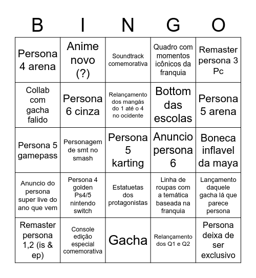 Pessoa Bingo Card
