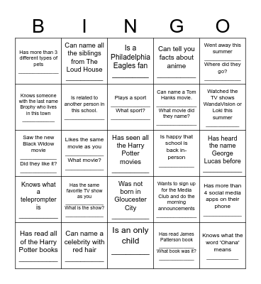 FIND SOMEONE WHO... Bingo Card