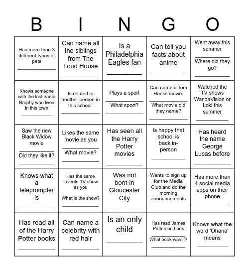 FIND SOMEONE WHO... Bingo Card