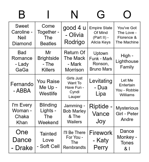 Emily's Leaving Music BINGO! Bingo Card