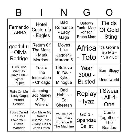 Emily's Leaving Bingo Card