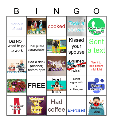 check of a square if you did these in the last 24 hours Bingo Card