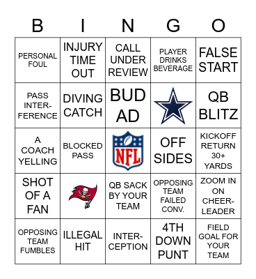 BUC VS COWBOYS Bingo Card