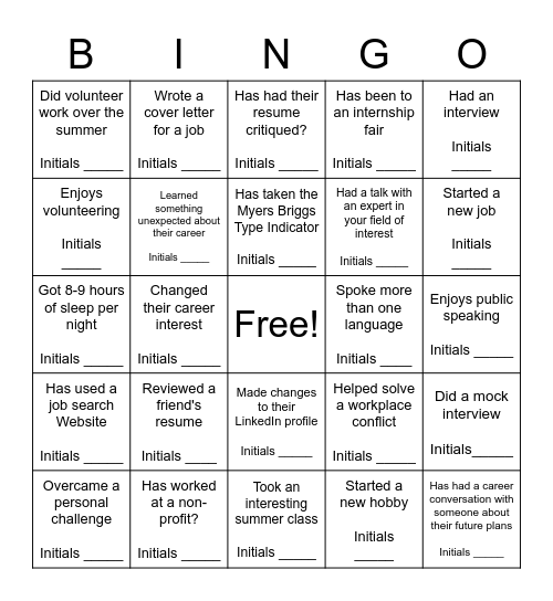 FIND CLASSMATES WHO HAVE... Bingo Card