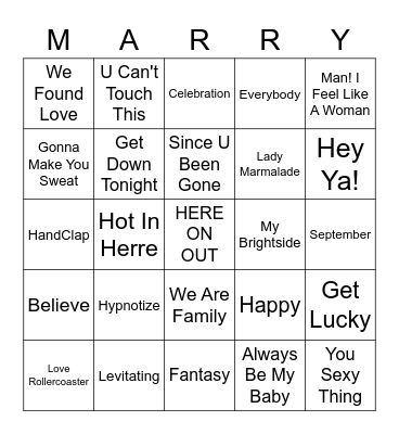Kelsea's Wedding Shower Bingo Card