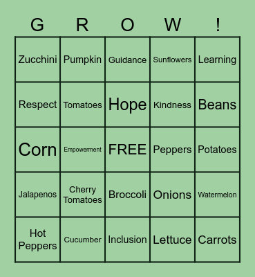 Seeds of Growth Bingo! Bingo Card