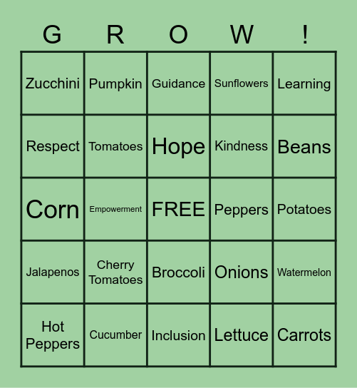 Seeds of Growth Bingo! Bingo Card