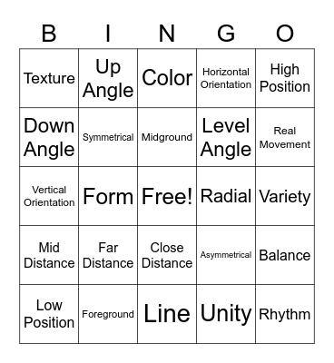 Photo Composition Bingo Card