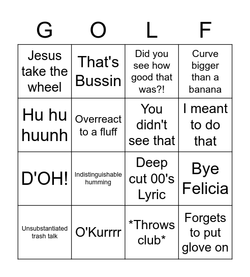 Occurrences and Phrases Bingo Card