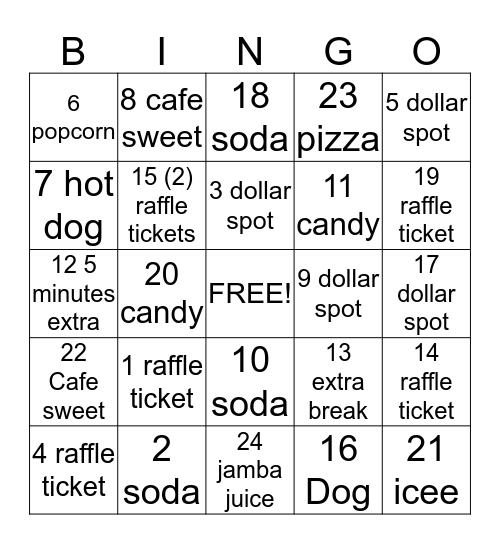 Bullseye Bingo Card
