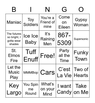 One Hit Wonders 70s - 90s Bingo Card