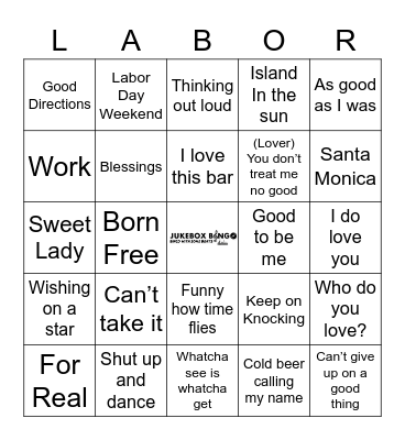 JukeBox Bingo Labor Day Bingo Card