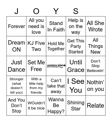 JukeBox Bingo JOYS 090621 Bingo Card