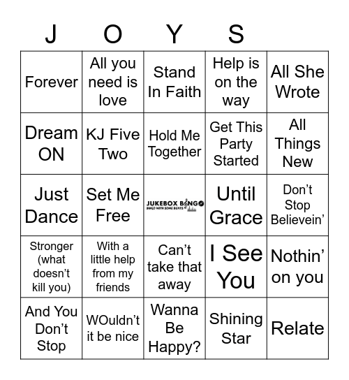 JukeBox Bingo JOYS 090621 Bingo Card