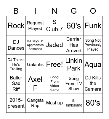 DJ Helicase's Monday Night Jammin' Bingo Board Bingo Card