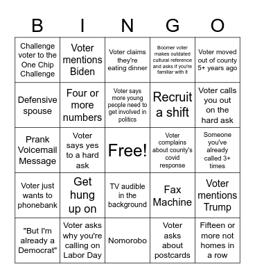 Call Time Bingo Card