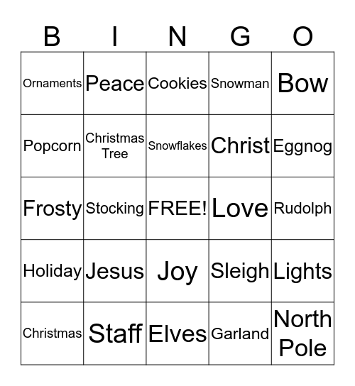 Christmas Bingo Card