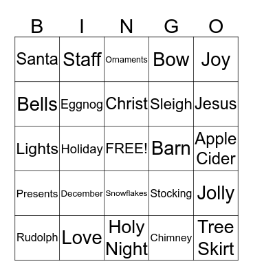 Christmas Bingo Card