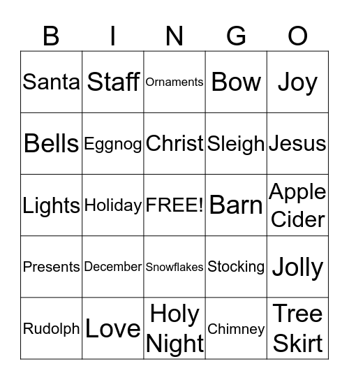 Christmas Bingo Card