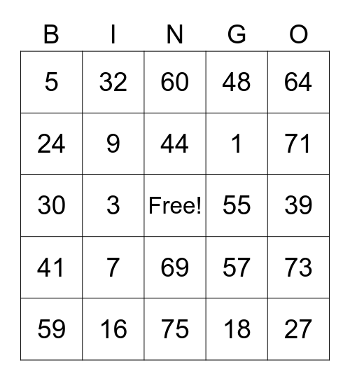 Cassidy's Bingo Card