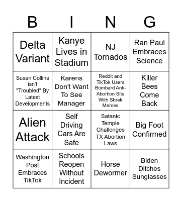 2021 Bingo Card
