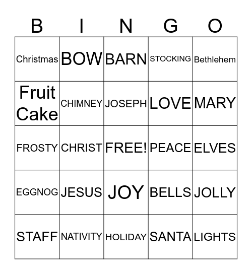 CHRISTMAS BINGO Card