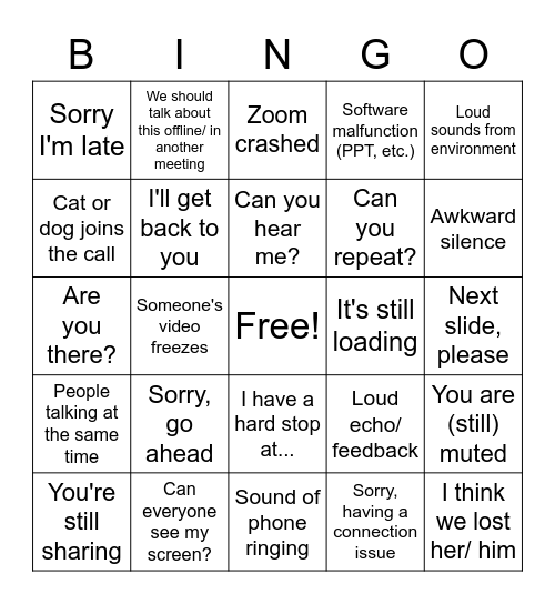 Staff Retreat - Conference Call Bingo Card