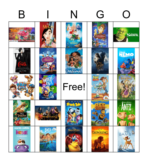 Disney Movie Bingo Card