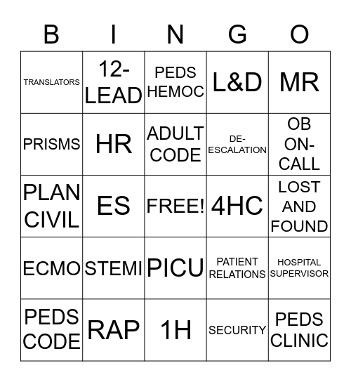 OPERATOR BINGO Card