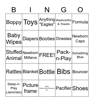 Baby Finn Bingo Card