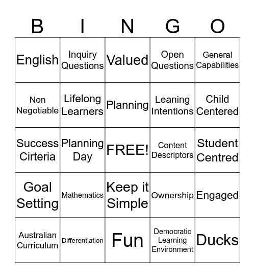 Small School Forum Bingo Card