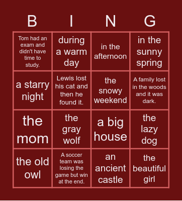 Literary elements Bingo Card