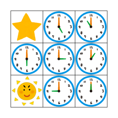 What time is it ? It's _____. Bingo Card