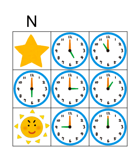 What time is it ? It's _. Bingo Card