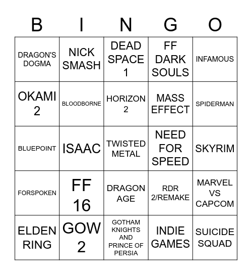 PS EVENT Bingo Card