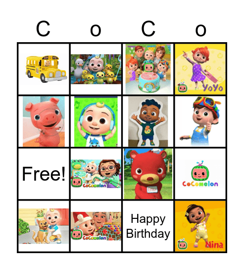 Cocomelon Birthday Bash Bingo Card
