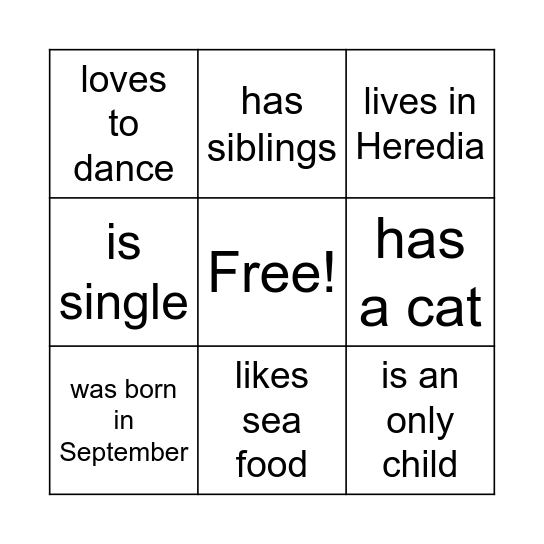 People Bingo Card