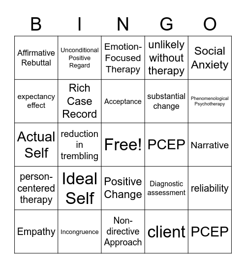 PSYD158 Bingo Card